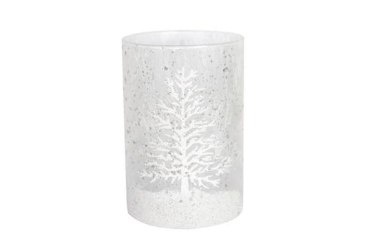 White Damask Snow Scene Glass Nite Lite