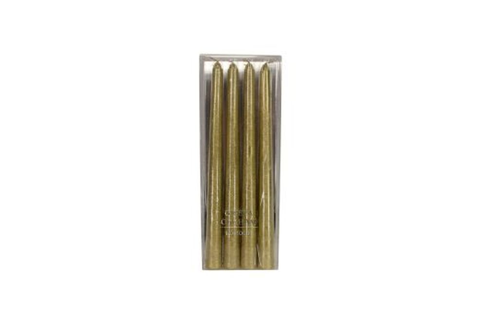 Gold Dipped Wax Taper Candle, Pack/4