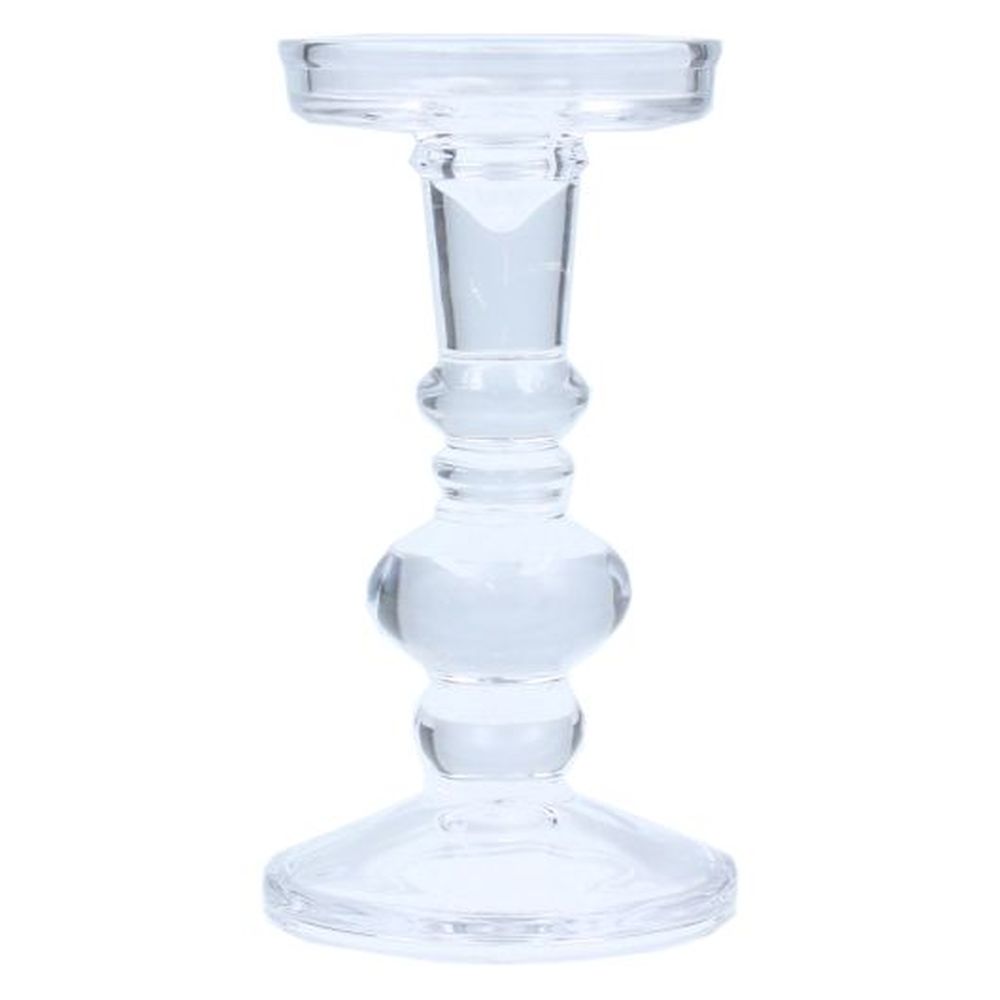 Clear Glass Ball Candlestick, Lge