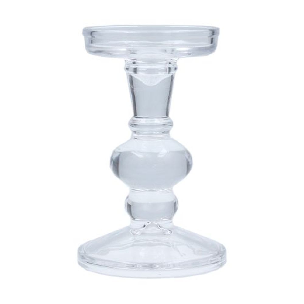 Clear Glass Ball Candlestick, Sml