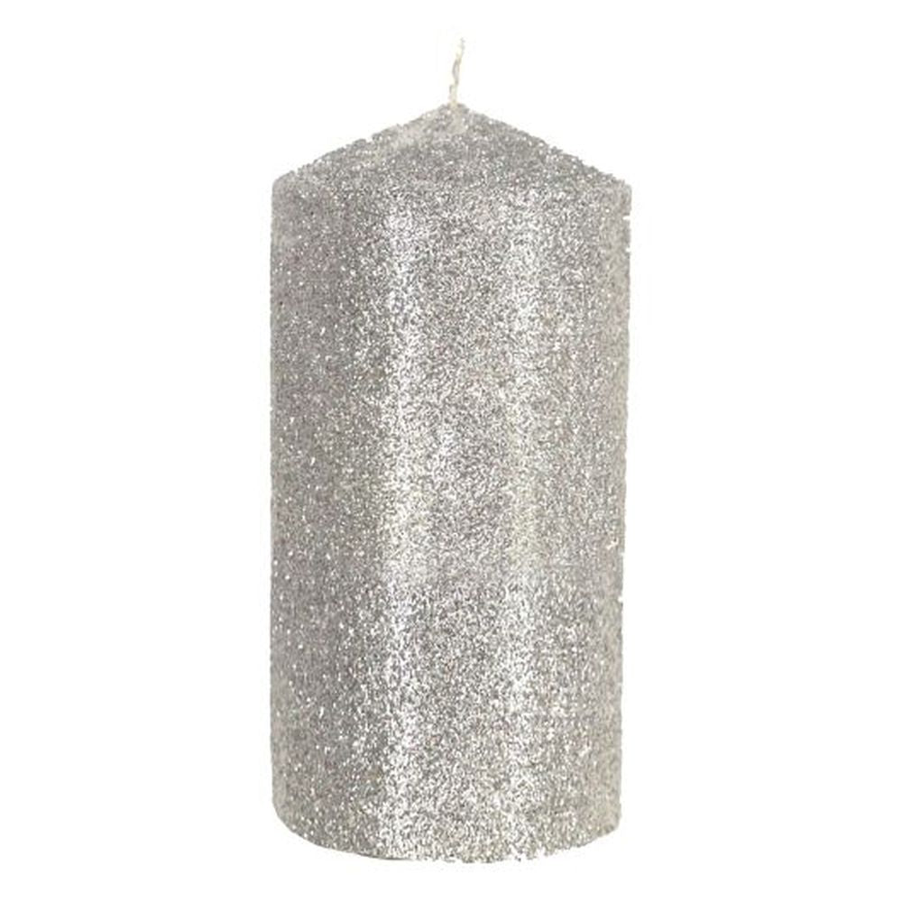 Silver Glitter Cylinder Candle