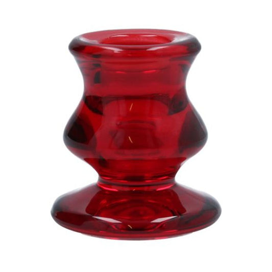 Red Glass Short Candlestick 6cm