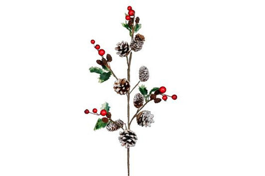 Wire Branch w Red Berry/Leaf/Snowy