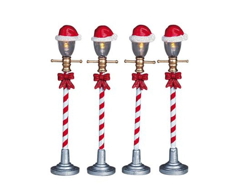 LEMAX SANTA HAT STREET LAMP, SET OF 4, B/O (4.5V)