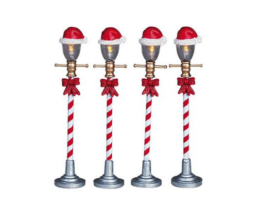 LEMAX SANTA HAT STREET LAMP, SET OF 4, B/O (4.5V)