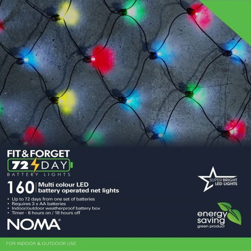 160 FIT & FORGET B/O MULTICOLOUR MULTIFUNCTION NET LIGHTS