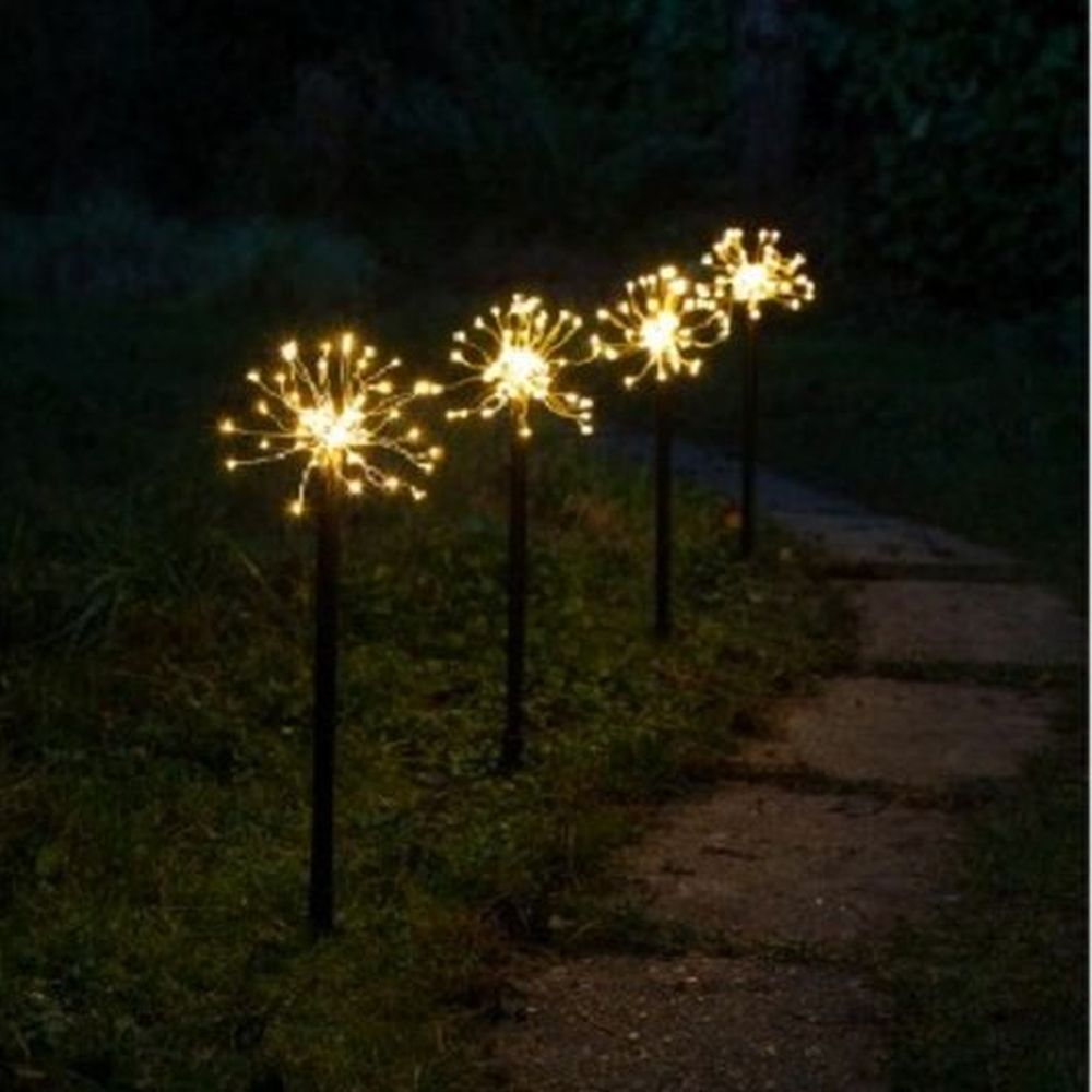 4 WARM WHITE FIREWORK STAKE LIGHTS