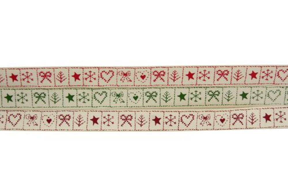 Natural Ribbon Heart/Bow Design 15mm