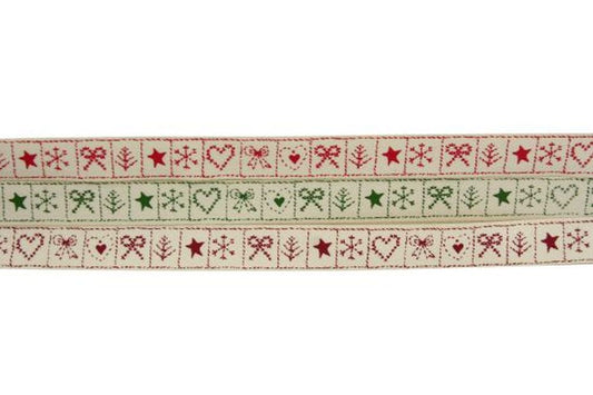 Natural Ribbon Heart/Bow Design 15mm