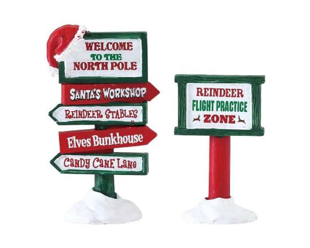 LEMAX NORTH POLE SIGNS, SET OF 2