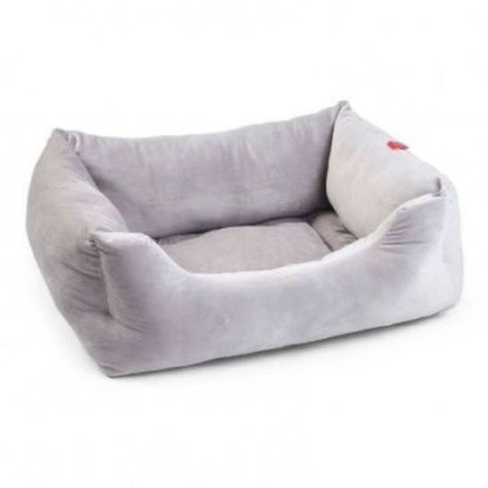Velour Silver Grey Square Bed - M