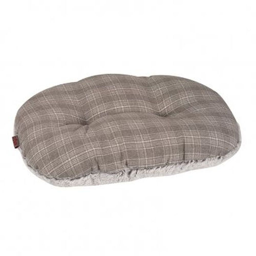 Grey Plaid M Oval Cushion
