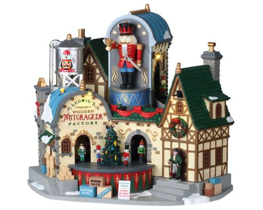 LEMAX LUDWIG'S WOODEN NUTCRACKER FACTORY, WITH 4.5V ADAPTOR