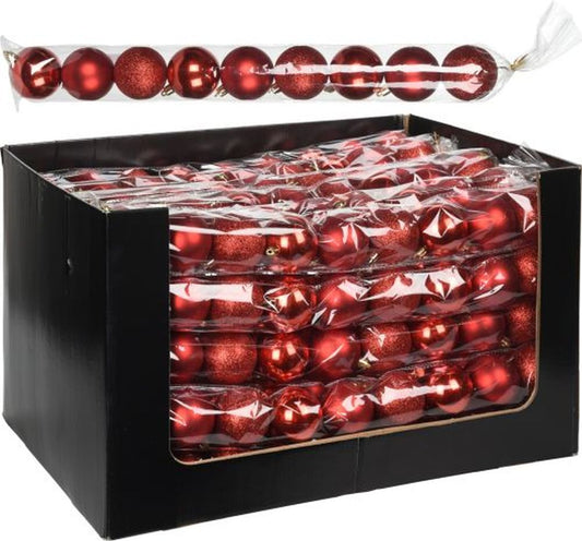 XMAS BALL 9X 60MM RED
