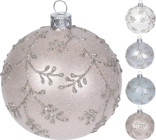 XMAS BALL 80MM BRANCHES 4ASS