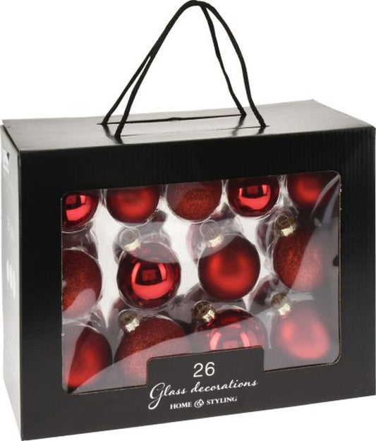 XMAS BALLS SET 26PCS RED