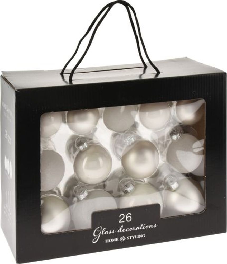 XMAS BALLS SET 26PCS WHITE