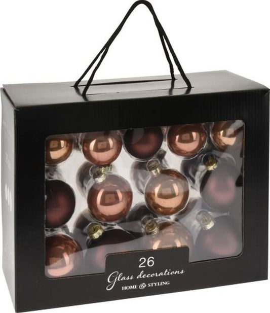 XMAS BALLS SET 26PCS AMBER
