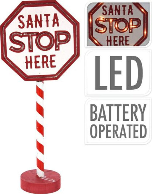 STOP SIGN SANTA WITH LED 62CM