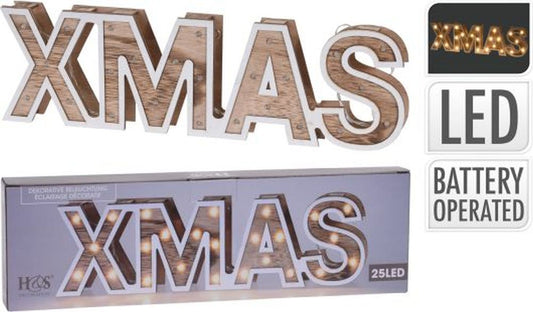 LETTERS WOOD 25LED 38CM