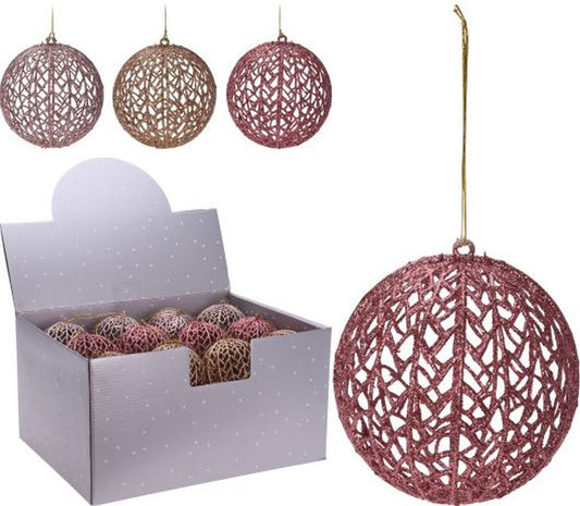 XMAS BALL WITH GLITTER 9CM