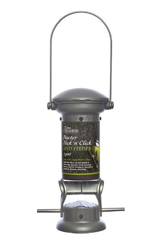 Pewter Flick 'n' Click Seed Feeder - 2 port