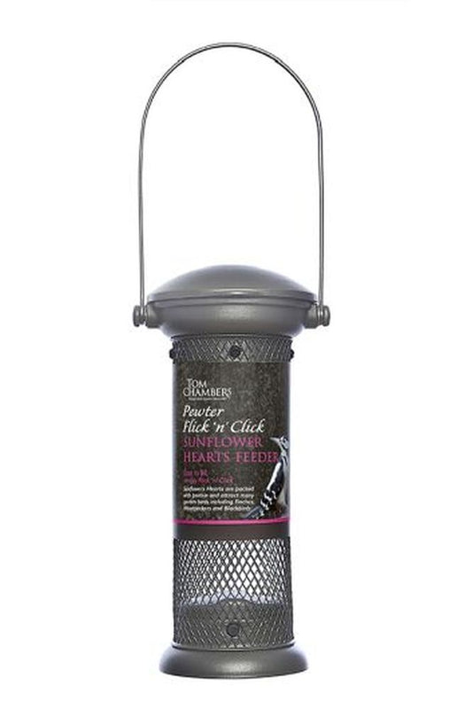 Pewter Flick 'n ' Click Sunflower Hearts Feeder