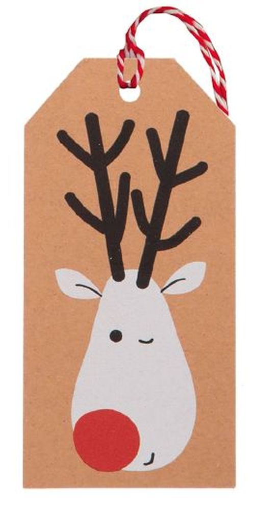 MULTIPACK TAG (6) REINDEER SELFIE KRAFT
