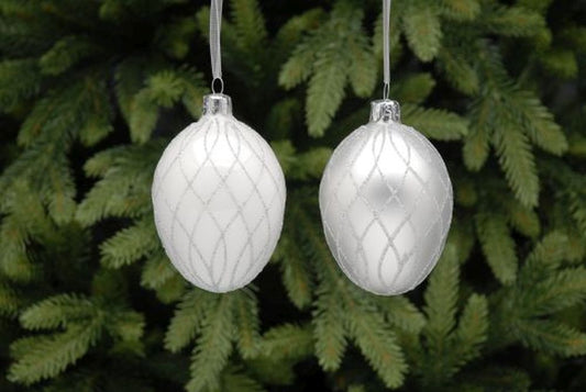 10cm Criss Cross eggs - Shiny/Matt Silver