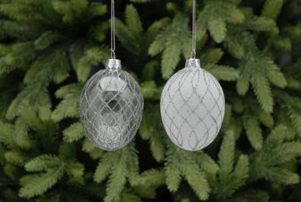 10cm criss cross glass eggs