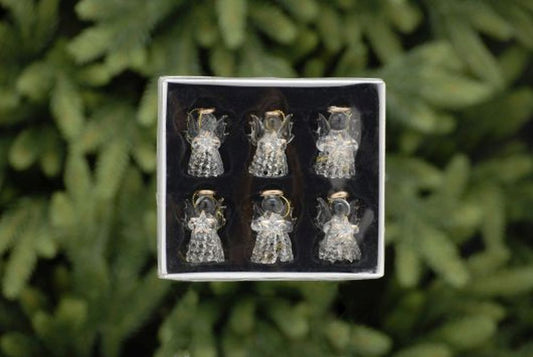 set of 6 x 6cm glass angels with gold halo