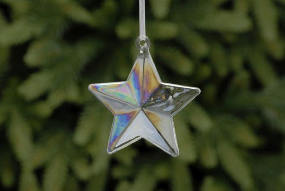 9cm clear iridescent glass star