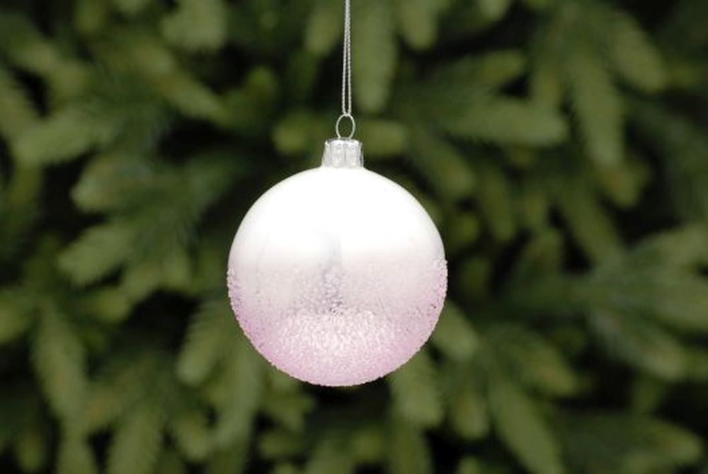 8cm white and pink ombre glass ball