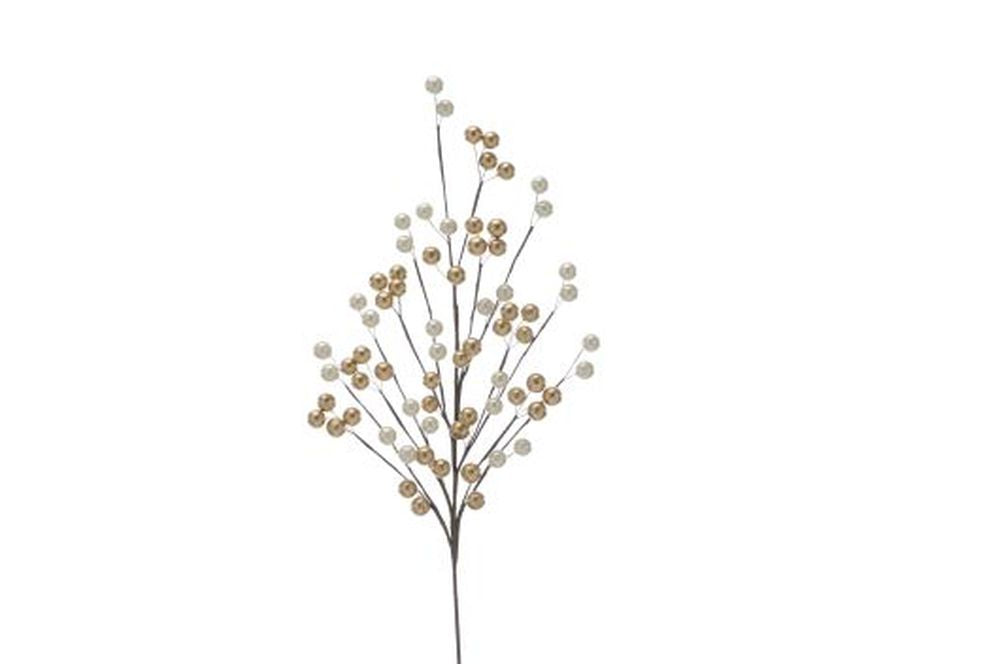 56cm gold and white berry spray