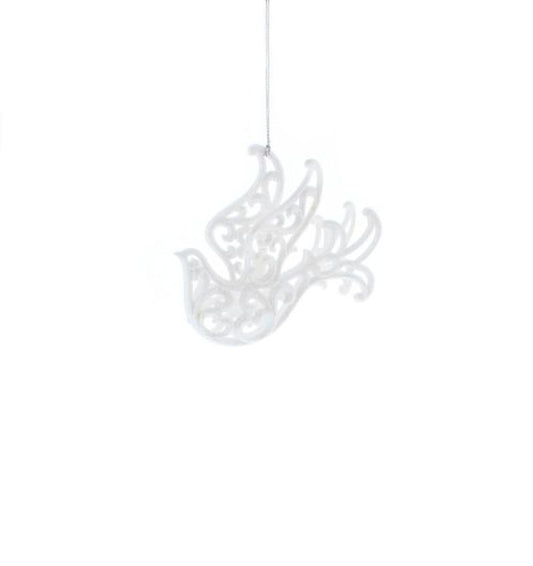 10cm white glitter dove