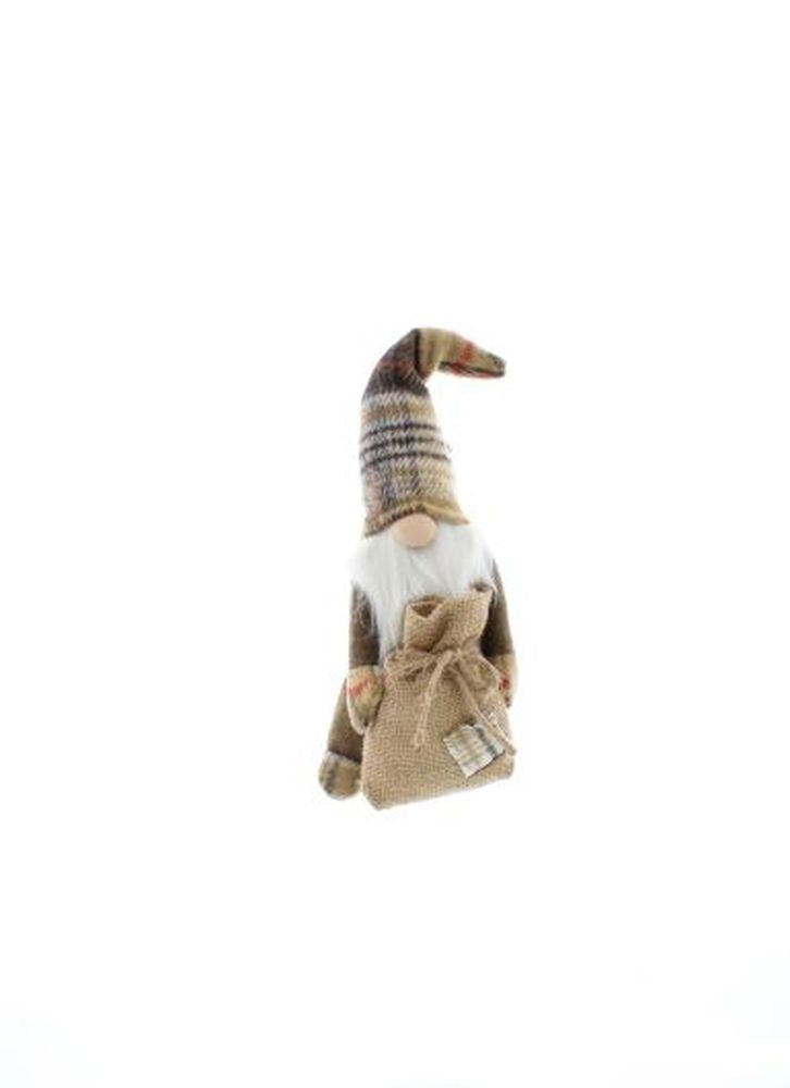 29cm rustic tartan hat gonk with sack