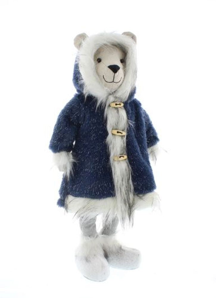 47cm standing polar bear with blue coat