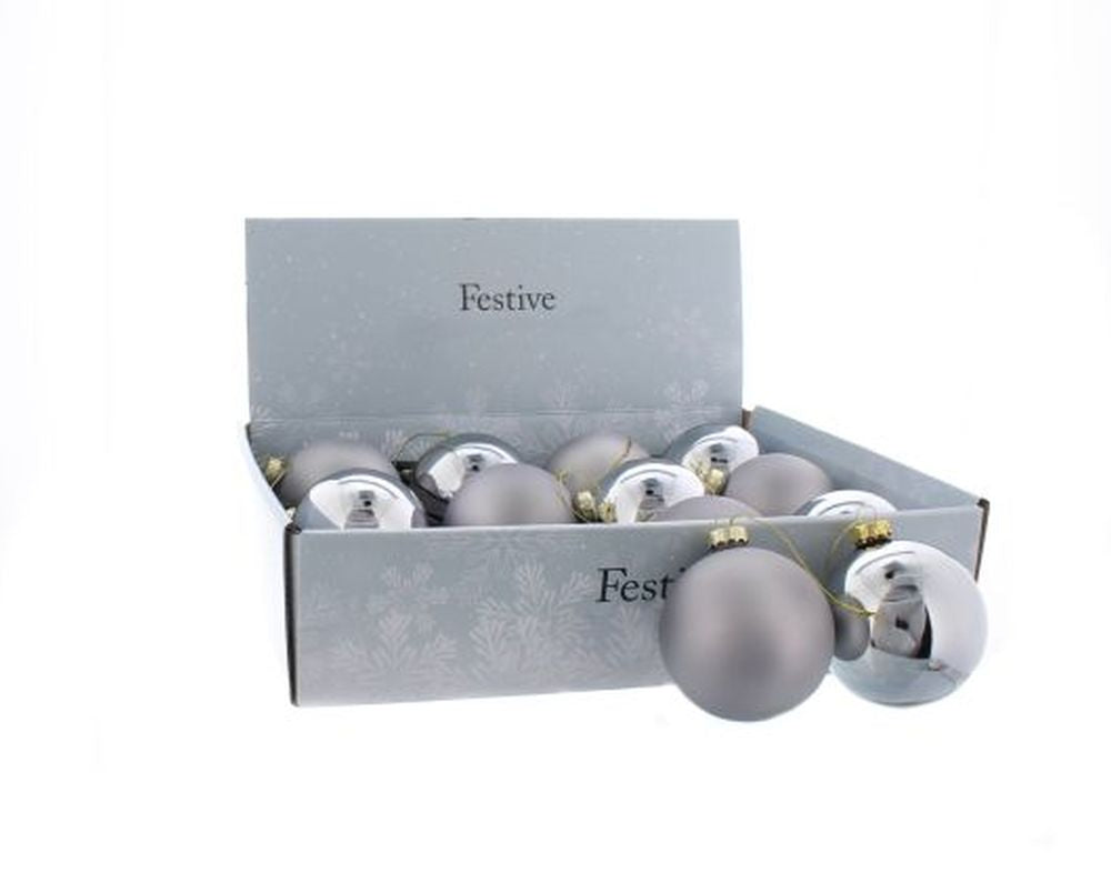 8cm silver glass balls