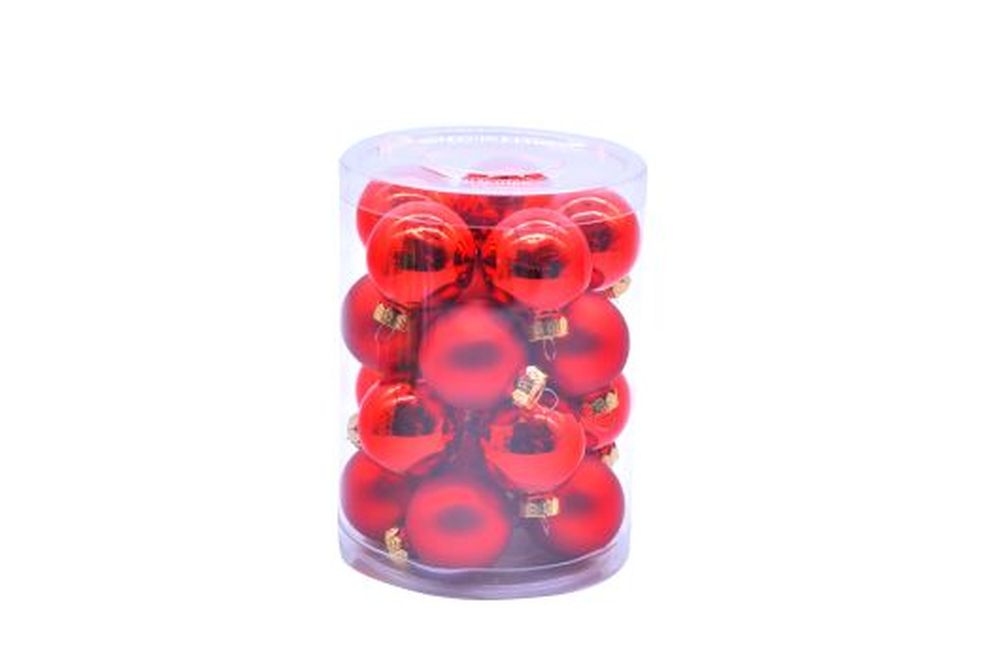 20pcs x 3.5cm red glass balls in tub