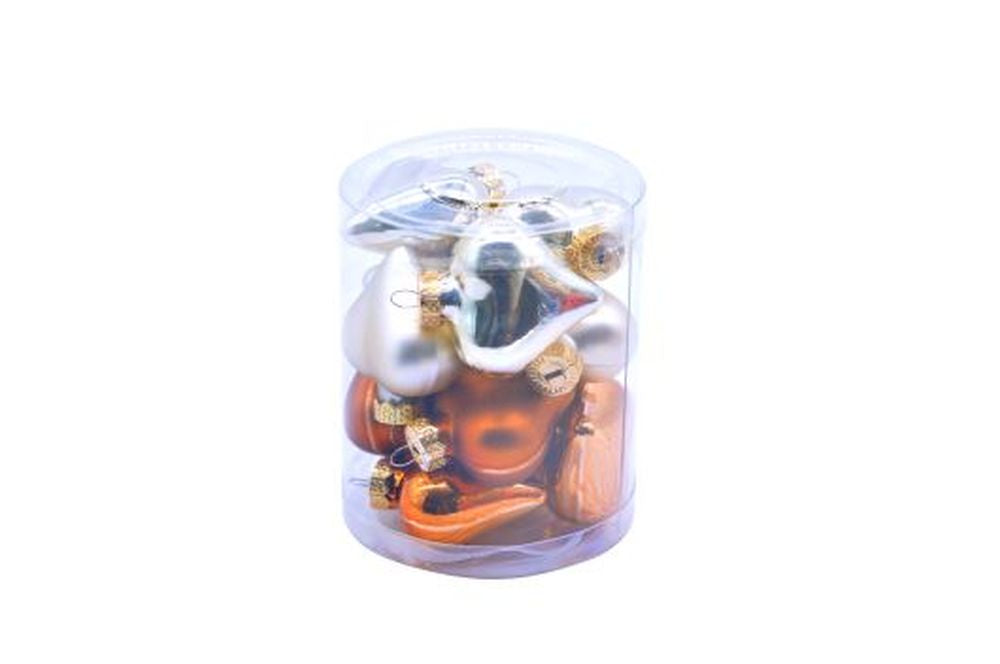 12pcs x 3.5cm brown/gold glass heart in tub
