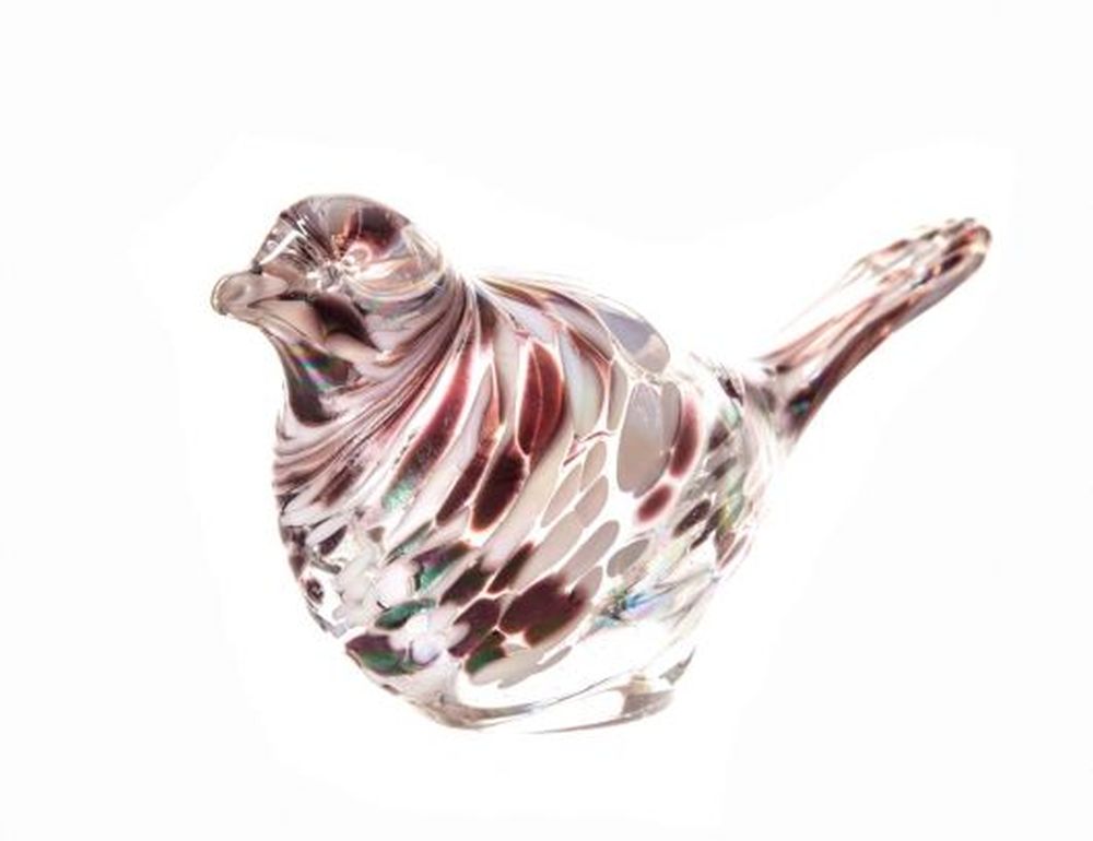 Paperweight Bird in Amethyst and White