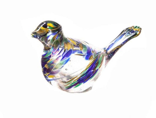 Paperweight Bird in Blue, Yellow and Green