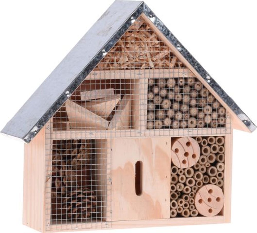 INSECT HOTEL WOOD METAL ROOF S