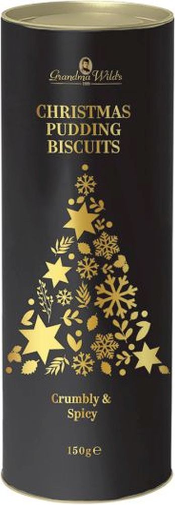 GRANDMA WILD'S Xmas Tree Tube - Xmas Pudding Biscuits 150g