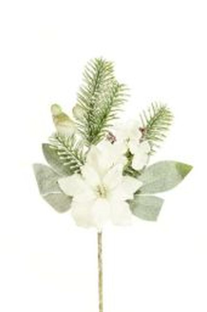 Flocked Poinsettia Pick 37cm