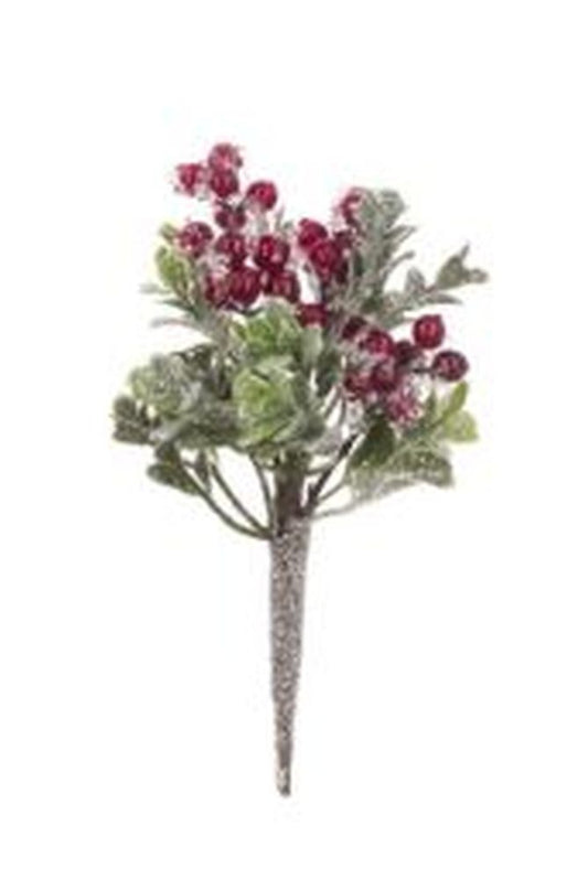 Iced Berry Boxwood Pick 20cm