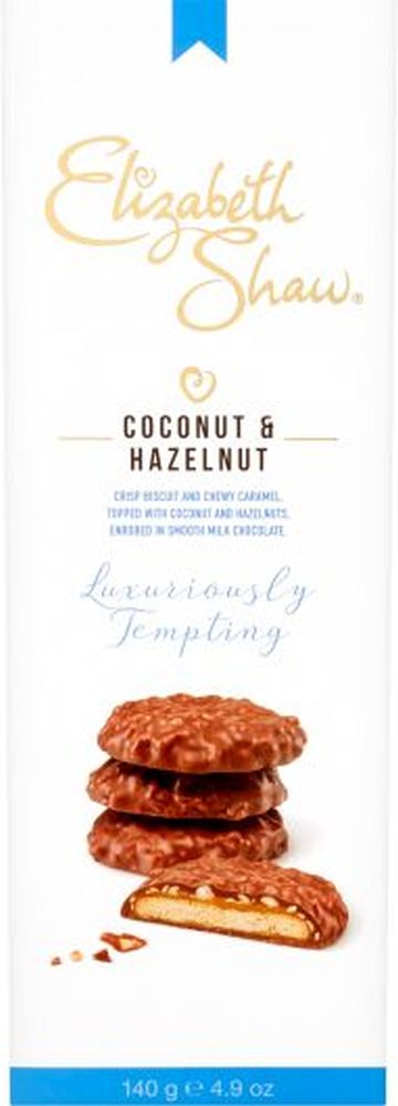 ELIZABETH SHAW Milk Chocolate Coconut & Hazelnut Biscs 140g