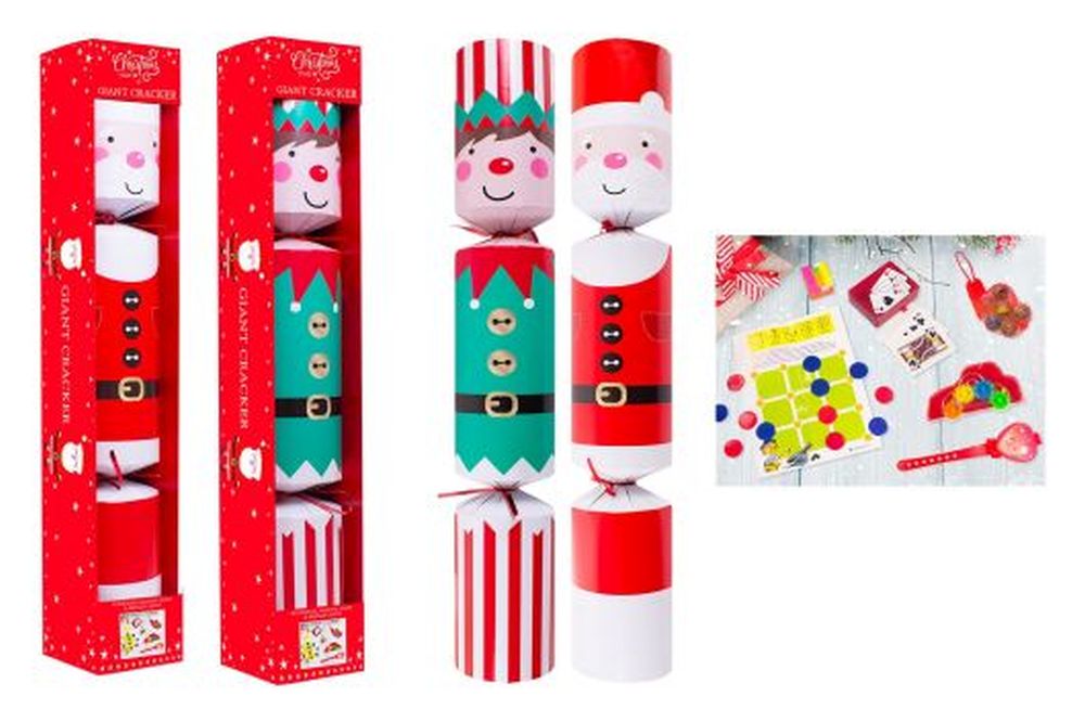 GIANT ASSORTED 30" CRACKER SANTA & ELF