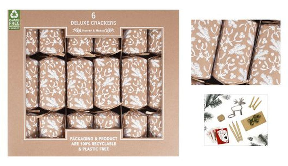 6 DELUXE ECO MISTLETOE 13.5? CRACKERS