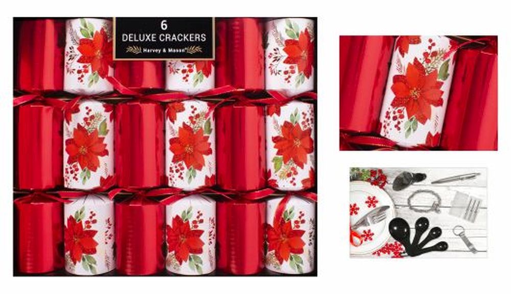 6 DELUXE POINSETTIA 13.5? CRACKERS